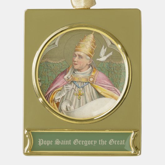 Paus St. Gregory the Great (M 067) Verguld Banner Ornament (Voorkant)