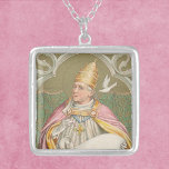 Paus St. Gregory the Great (M 067) Zilver Vergulden Ketting<br><div class="desc">Op 3 september 590 werd een vijftigjarige Benedictijner monnik bij unanieme acclamatie tot 64e paus gekozen. Hij zou bekend worden als paus Sint Gregorius de Grote (circa 540 - 12 maart 604). Hier wordt St. Gregory afgebeeld met formele pauselijke regalia: een gouden drievoudige kroontiara, een uitgebreid borstkruis en een paarsroze...</div>