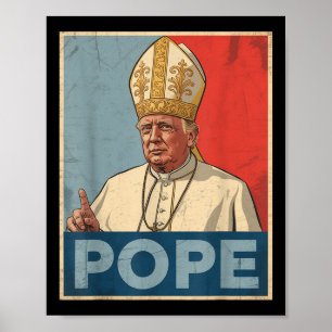 Paus Trump Grappig Trump Vaticaan Christelijk Retr Poster