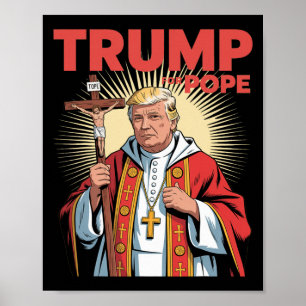 Paus Trump Grappig Trump Vaticaan Christelijk Retr Poster