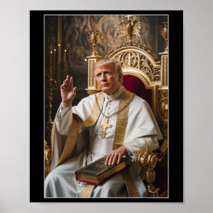 Paus Trump Grappig Trump Vaticaan Christelijk Retr Poster