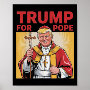Paus Trump Grappig Trump Vaticaan Christelijk Retr Poster