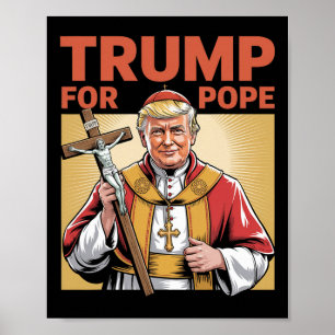 Paus Trump Grappig Trump Vaticaan Christelijk Retr Poster