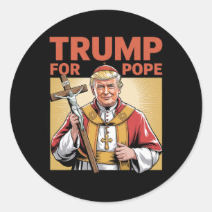 Paus Trump Grappig Trump Vaticaan Christelijk Retr Ronde Sticker