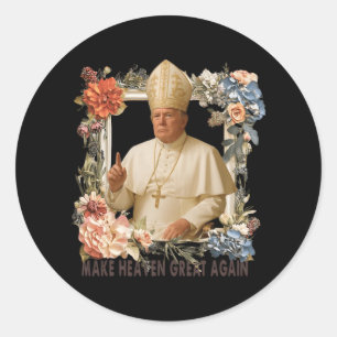 Paus Trump Grappig Trump Vaticaan Christelijk Retr Ronde Sticker