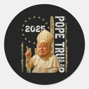 Paus Trump Grappig Trump Vaticaan Christelijk Retr Ronde Sticker