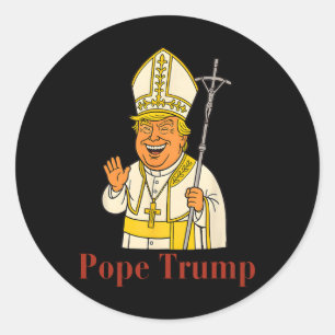 Paus Trump Grappig Trump Vaticaan Christelijk Retr Ronde Sticker