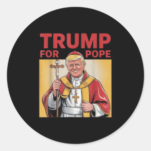 Paus Trump Grappig Trump Vaticaan Christelijk Retr Ronde Sticker