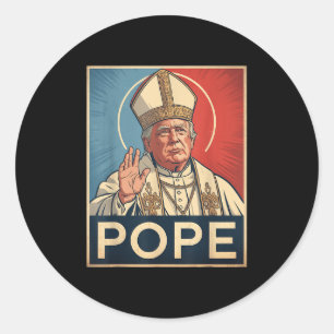 Paus Trump Grappig Trump Vaticaan Christelijk Retr Ronde Sticker