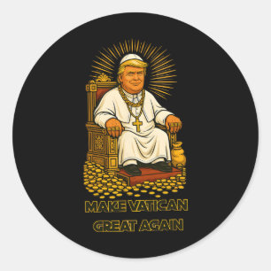 Paus Trump Grappig Trump Vaticaan Christelijk Retr Ronde Sticker