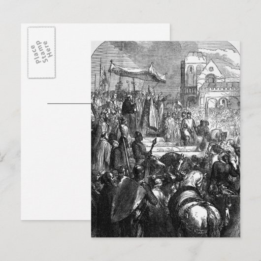 Paus Urbanus II predikt de Eerste Kruistocht Briefkaart (Voorkant / Achterkant)