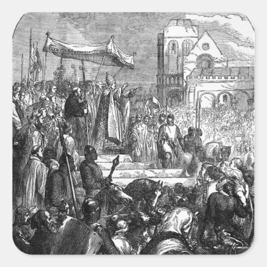 Paus Urbanus II predikt de Eerste Kruistocht Vierkante Sticker (Voorkant)