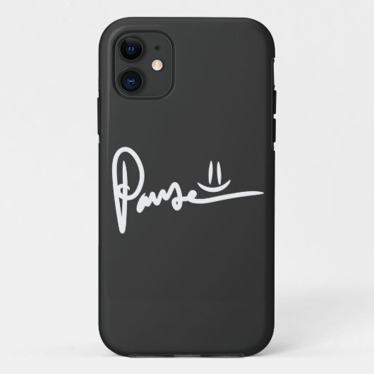 Pause Emoji White Typografie Case-Mate iPhone Case (Achterkant)