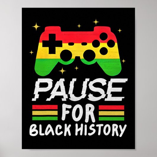 Pause For Black History Month Boys Kids Gamer Vide Poster (Voorkant)