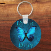 Pause Pray Blue Butterfly Sleutelhanger (Voorkant)