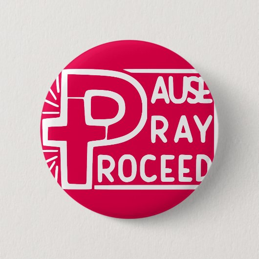PAUSE PRAY-PROCES RONDE BUTTON 5,7 CM (Voorkant)