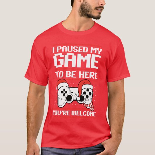 Paused my Gameo Be Here Ugly Christmas Video Gamer T-shirt (Voorkant)