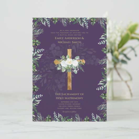 Pauselijke Rood Kruis Huwelijksmis Trouwplechtighe Kaart (Staand voorkant)