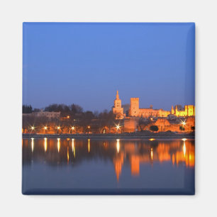 Pauspaleis in Avignon en de Rhône rivier bij Magneet