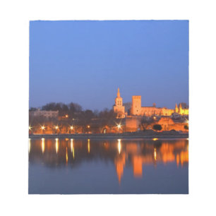 Pauspaleis in Avignon en de Rhône rivier bij Notitieblok
