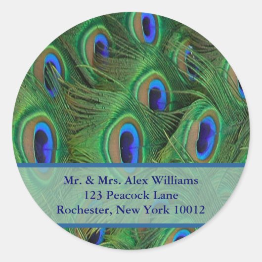 Pauw-adres of save the date-label ronde sticker (Voorkant)