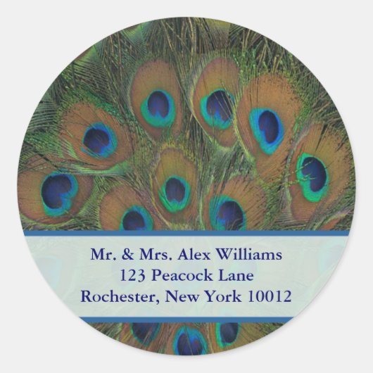 Pauw-adres of save the date-label ronde sticker (Voorkant)
