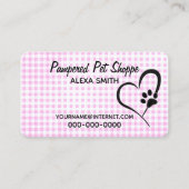 Pauw afdrukken op Gingham Pet Grooming Visitekaartje (Voorkant)