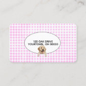 Pauw afdrukken op Gingham Pet Grooming Visitekaartje (Achterkant)