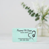 Pauw afdrukken op Gingham Pet Grooming Visitekaartje (Staand voorkant)