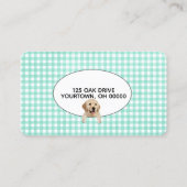 Pauw afdrukken op Gingham Pet Grooming Visitekaartje (Achterkant)