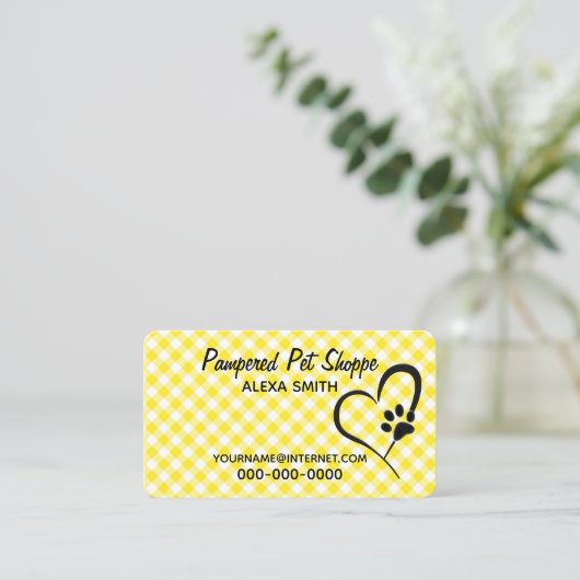 Pauw afdrukken op Gingham voor computergebruik Visitekaartje (Staand voorkant)