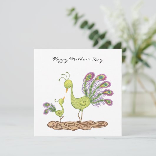 pauw aquarel moederdag-kaart kaart (Staand voorkant)