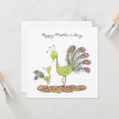 pauw aquarel moederdag-kaart kaart (Voorkant / Achterkant in situ)