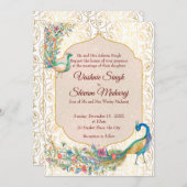 Pauw Arabisch patroon Indiase trouwkaart Aankondiging (Voorkant / Achterkant)