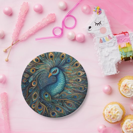 pauw art nouveau papieren bordje (Feest)