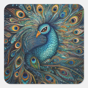 pauw art nouveau vierkante sticker