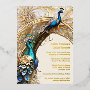 Pauw art nouveau vintage Indiase decoratieve chic Folie Uitnodiging