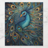  pauw art nouveau wijn etiket (Enkel label)