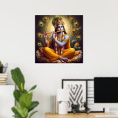 Pauw Aura Krishna Fluit Goddelijke Kunst Poster (Thuiskantoor)
