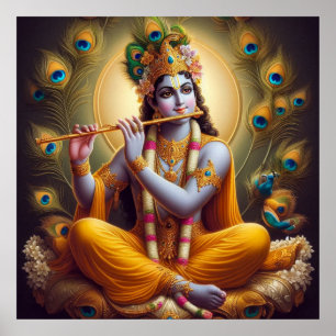 Pauw Aura Krishna Fluit Goddelijke Kunst Poster