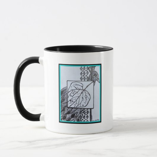 Pauw & Blad Zwart & Wit Inkt Turquoise Rand Mok (Links)