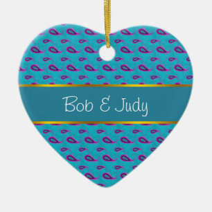 Pauw Blauw Paisley Keramisch Ornament