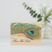 pauw blauw Save the Date Aankondigingskaart (Staand voorkant)