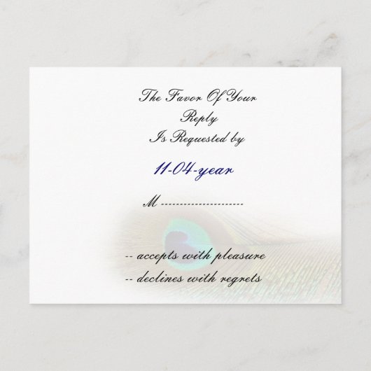 pauw blauw Trouwen rvp kaart (Achterkant)