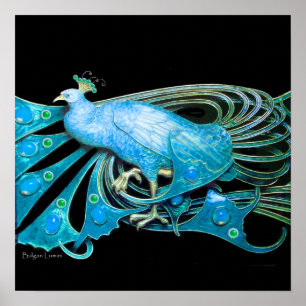PAUW ,blauw turkoois ,groen zwart Poster