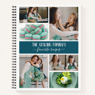 Pauw Blauw Wit Foto Collage Familie Recepten Notitieboek
