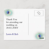 pauw bruiloft Dank je Briefkaart (Achterkant)