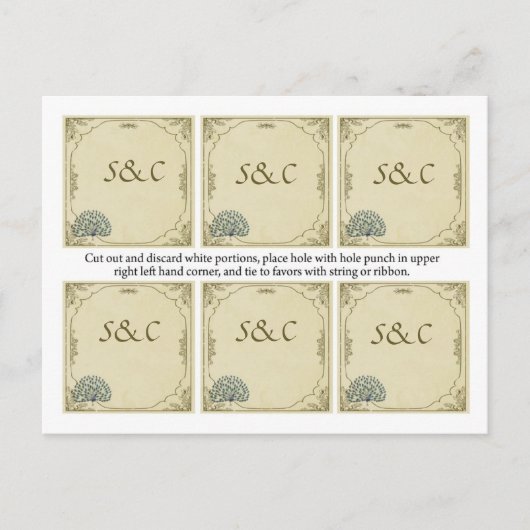 pauw bruiloft gunst Labels Briefkaart (Voorkant)