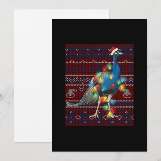 Pauw Christmas Lichtjes Horrortrui Geit Liefhebber Feestdagenkaart (Voorkant / Achterkant)