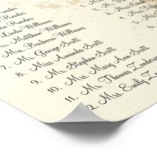 Pauw Damast Trouw zitplaatskaart 12 Tafels Poster (Hoek)